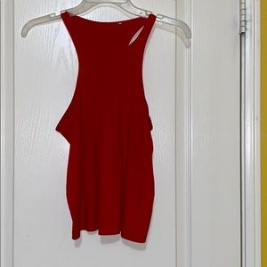 Red halter tank top
